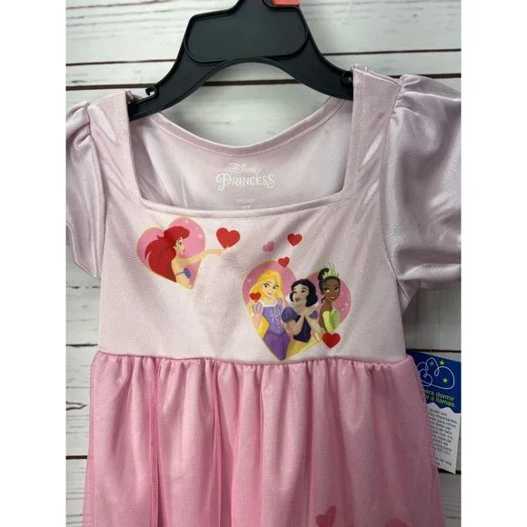Disney Beautiful Pink‎ Princess Shimmery Tulle Fancy Nightgown, Size 2T - Picture 3 of 10